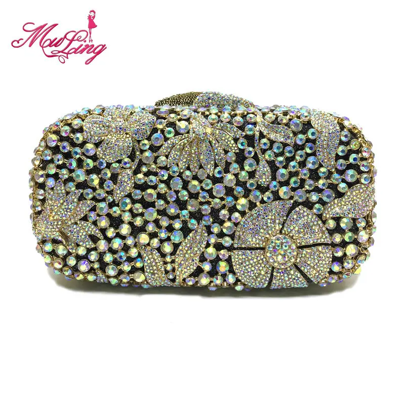 

Luxury jeweled diamond flower crystal date clutches handbag wedding party handbag elegant purses designer women evening clutches