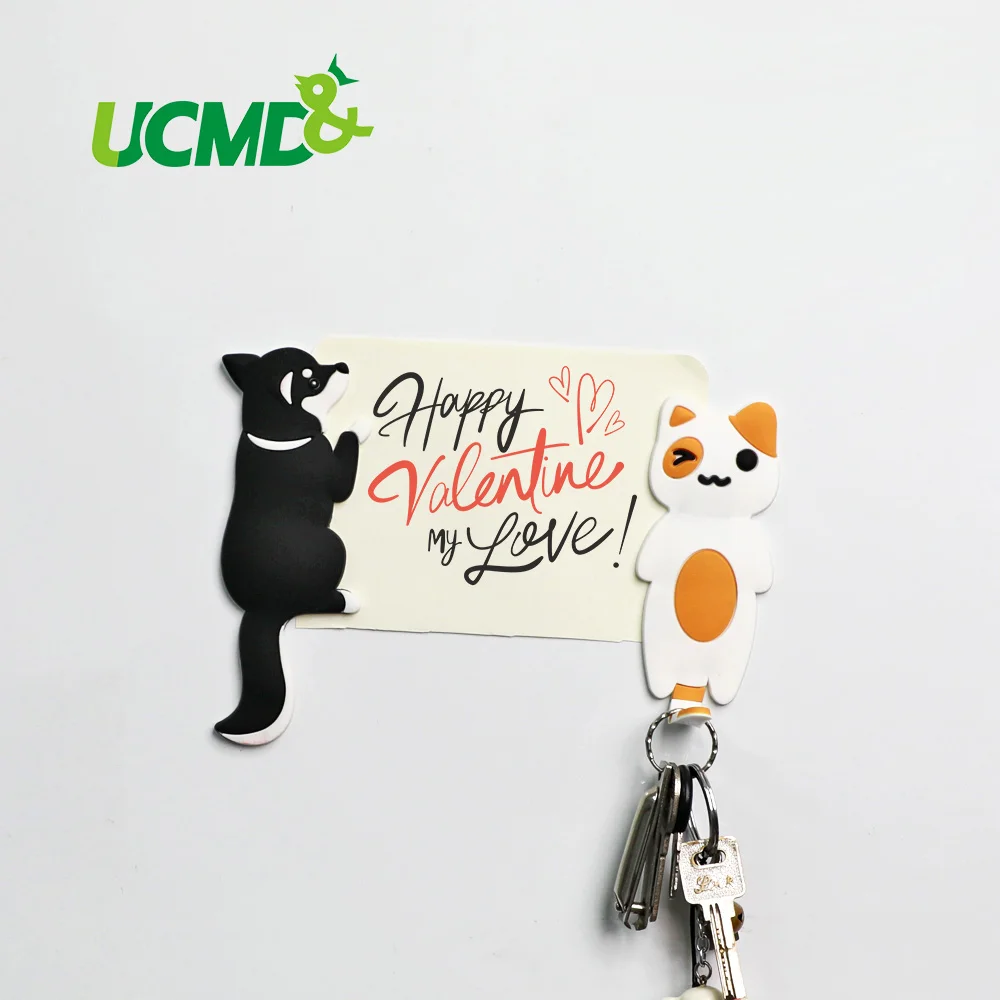 

Magnetic Cute Cat Dog Hanging Clasp Key Scissors Hook Fridge Refrigerator Sticker Hanging Hook Foldable Home Kitchen Decor Gift