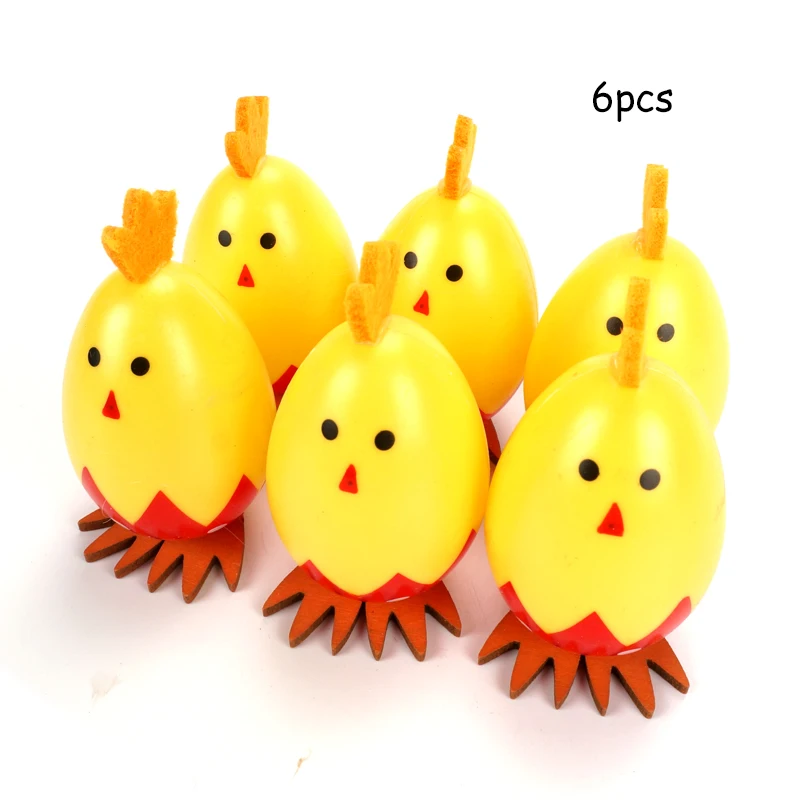 

Easter egg chicken decorations 6pcs plastic easter eggs party diy decoration stand children's toys Craft Kids Gift party Favor