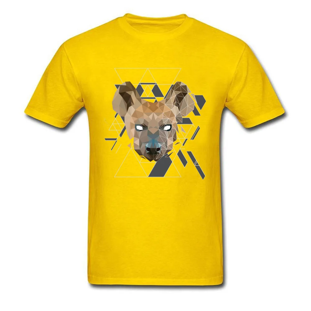 Geometric Hyena Top T-shirts for Men Printing Thanksgiving Day Tops Shirt Short Sleeve Fashion Tee-Shirt O Neck 100% Cotton Geometric Hyena yellow