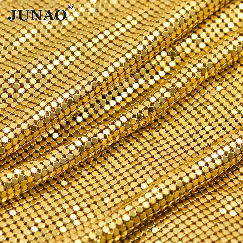 JUNAO 45*120 см золотистого и серебряного цвета сетчатая ткань со стразами лист