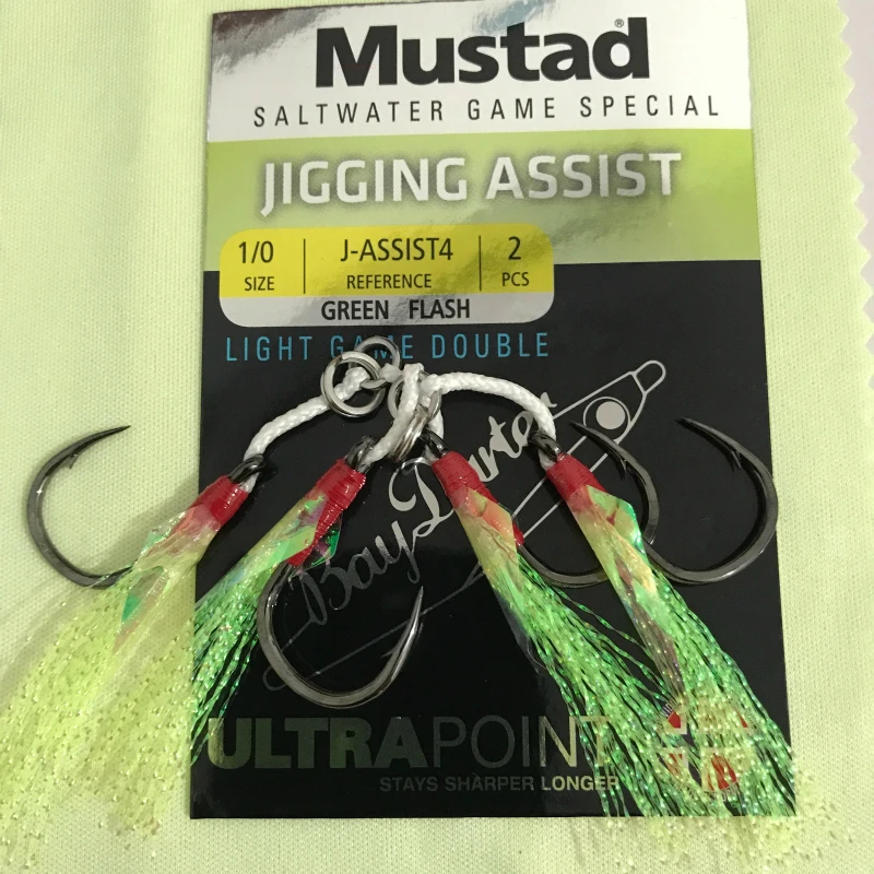 Mustad Рыбалка Крючки колючие крючки джиг помощь двойные крючки завязываются железная морская Мормышка яркие функции крючки море океан пляж Pesca