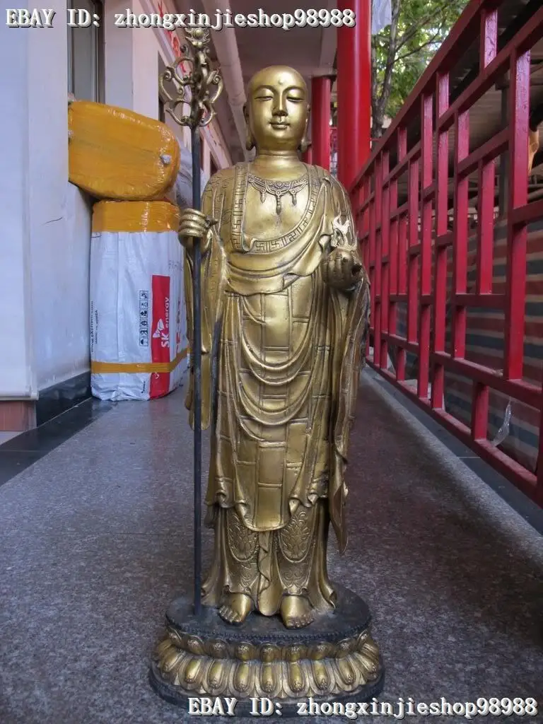 

wholesale Retro bronze factory outlets 30"China Tibet Buddhism carve Bronze Gild Ksitigarbha Jizo Buddha Statue