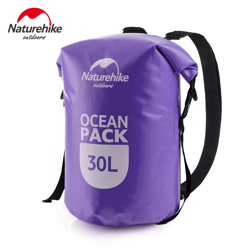 Naturehike 20L 30L en forma de barril lona Trekking a la deriva sello Rafting doble bolsa correas océano paquete bolsa impermeable bolsa seca al aire libre