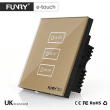 

FUNRY ST2-UK Afstandsbediening Touch Switch 3 Gang 1 Manier zwart Glas Panel Slimme Schakelaar voor Domotica Gratis verzending