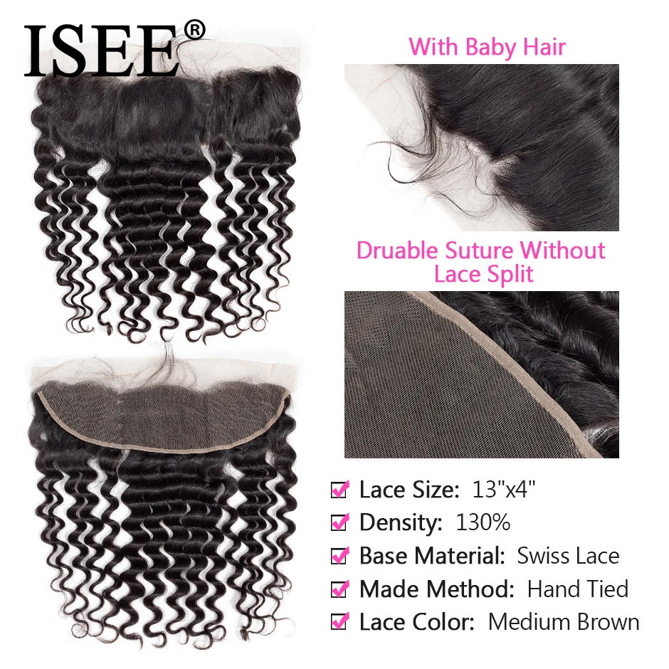 ISEE HAIR Human Hair Bundles With Frontal 13*4 Pre Plucked Lace Frontal Remy Peruvian Loose Deep Bundles With Frontal ISEE HAIR Human Hair Bundles With Frontal 13*4 Pre Plucked Lace Frontal Remy Peruvian Loose Deep Bundles With Frontal