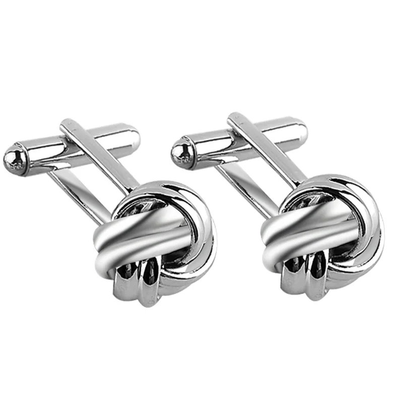 

2019 New Fashion Twist Cufflinks Groom Wedding Dress Design Men's Shirt Cufflinks High Quality Gold And Silver Knot Cufflinks