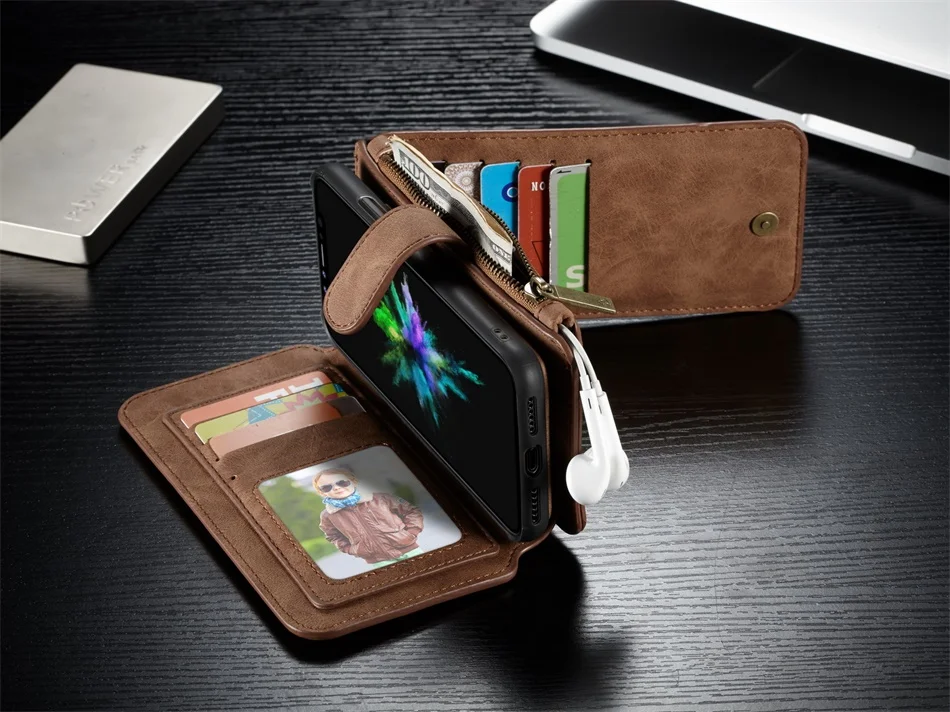 Кожаный чехол-кошелек для телефона Apple IPhone X XR XS MAX 7 8 Plus, сумка на молнии, чехол для мобильного телефона 6 6 S plus, чехлы для карт