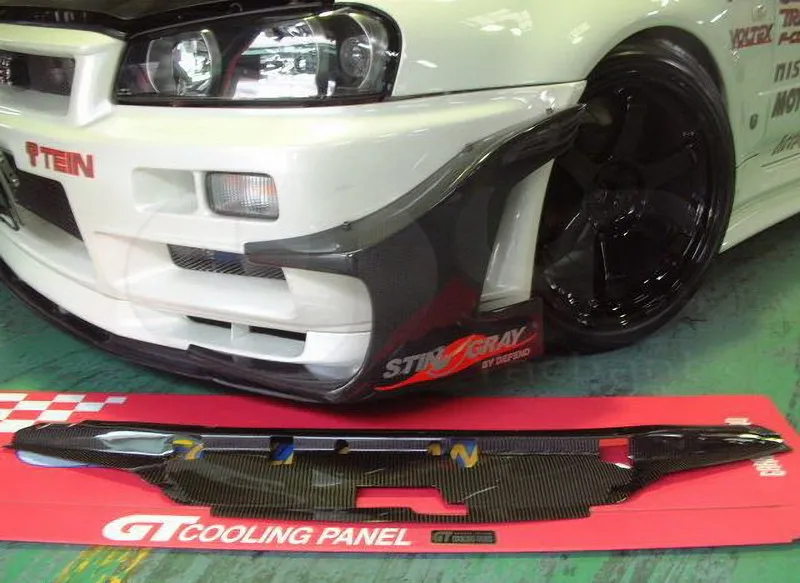 1999-2002 Nissan Skyline R34 GTR Front Bumper Garage Dedend Style Stingray Canards FRP (58)