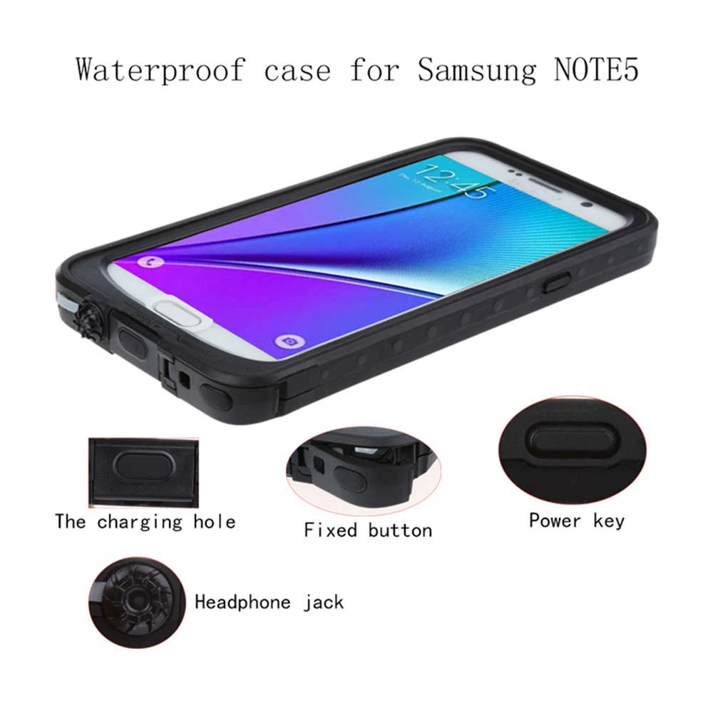 Original Redpepper Waterproof Case For Samsung Galaxy Note5 Water Shock Dirt Snow Proof Phone Back Cover Note 5 N9200 Cases |