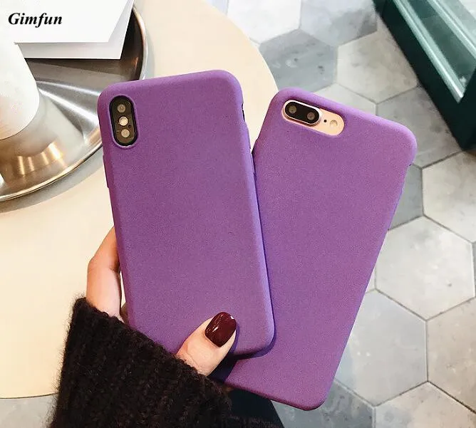 

Gimfun Fashion Purple Soft Tpu Case for Iphone 7 7plus 6 6s 6plus 8 X Xr Xsmax Simple Solid Candy Silicone Tpu Case Back Cover