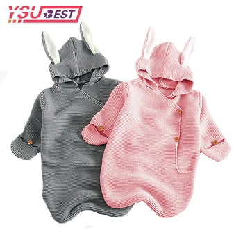 

2020 Adorable Rabbit Baby Stroller Sleeping Bag Spring Autumn Newborn Infant Knitted Swaddle Wrap Nest Envelopes For Toddler Kid