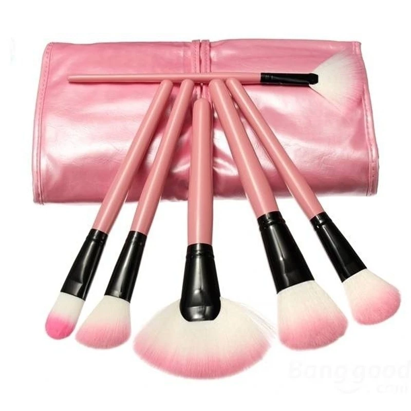 32 PCS Pink Eyeshadow Eyebrow Blush Makeup Brushes Cosmetic Set (Color: Pink) (3)