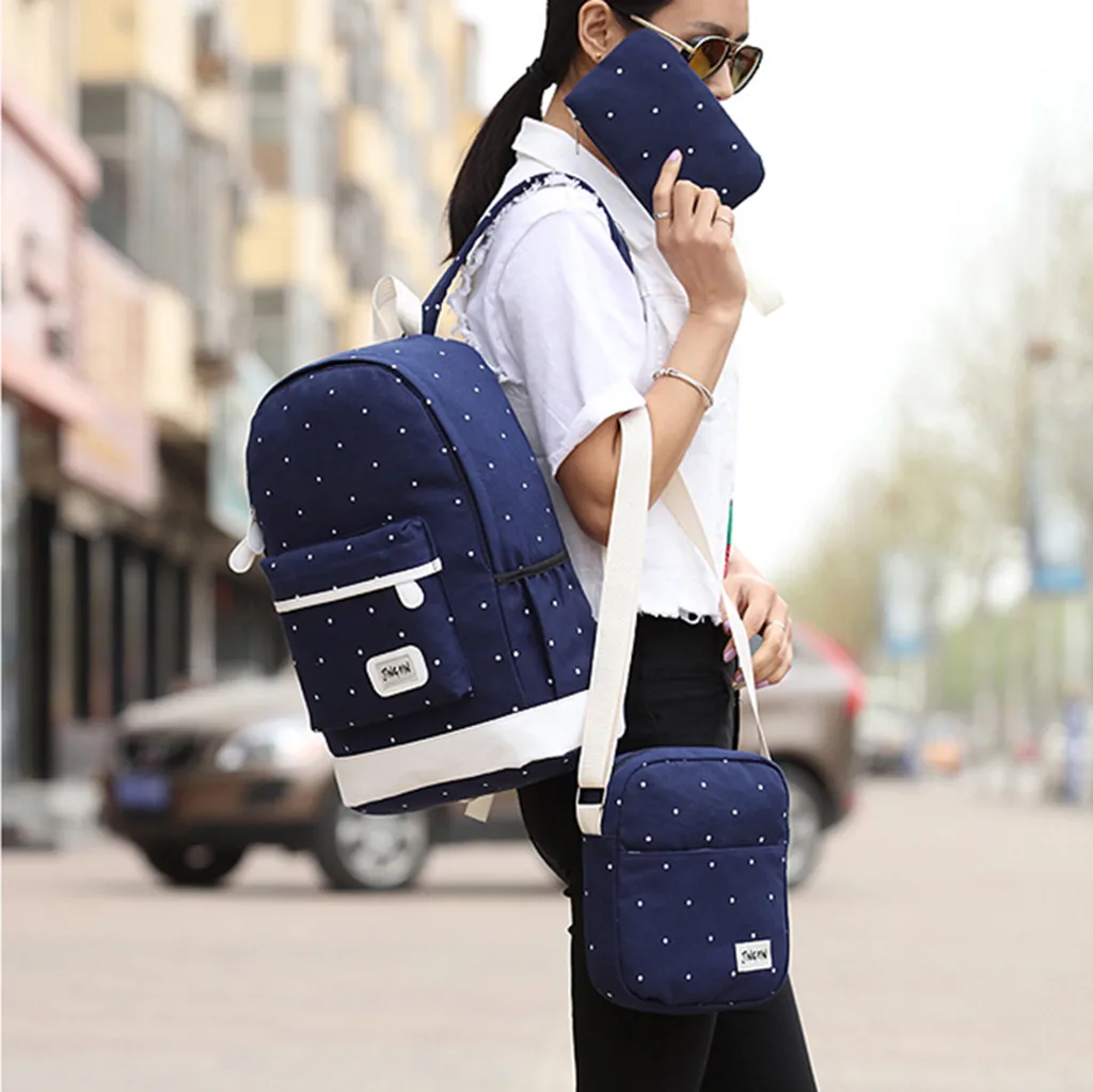 Три штуки рюкзаки женский рюкзак сумка на плечо холщовый рюкзак дорожная сумка большая емкость Подростковая школьная книга сумки