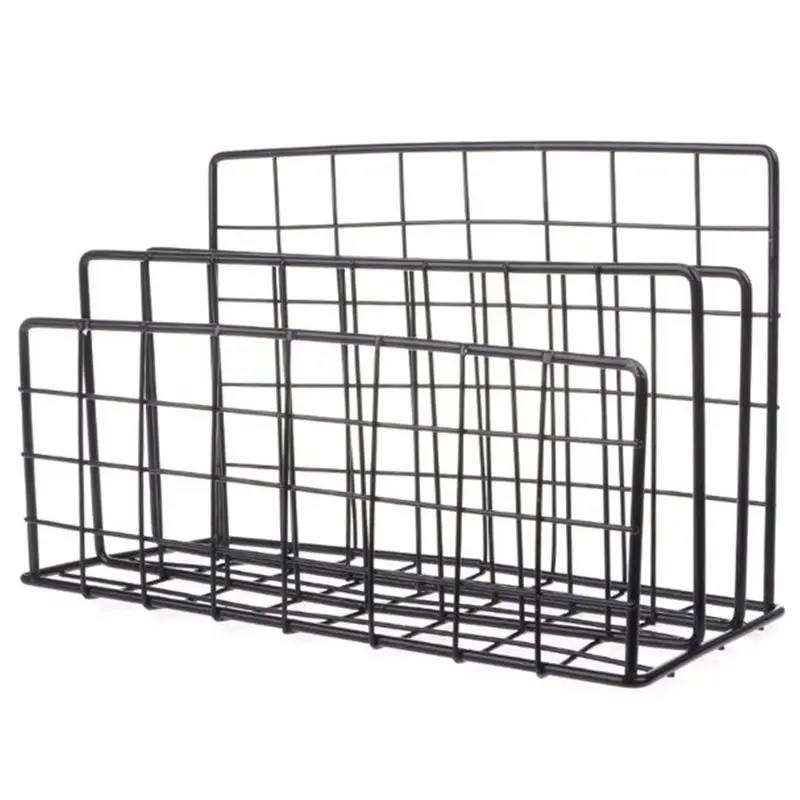 الشمال نمط الحديد الفن شبكة تخزين الرف حامل كتب ثلاثة طبقة سطح المكتب مجلة الرف منظم منزلي الديكور