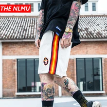 Спортивные шорты мужские радужные Боковые Полосатые высокие уличные винтажные шорты летние мужские свободные короткие тренировочные штаны Jogger черные WG333