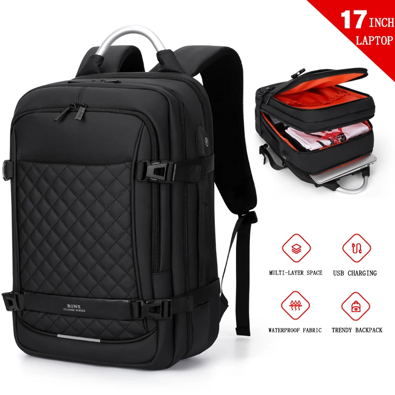 FRN Laptop Backpack 15.6 inch Men's Travel Bags 2019 Multifunction Rucksack Waterproof Oxford Black Computer Backpacks For Men