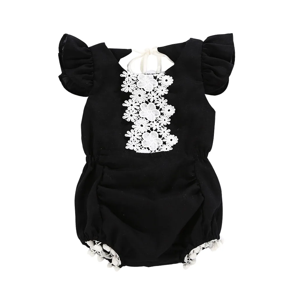 

Patchwork Floral Lace Romper Infant Baby Girl Lace Ruffles Tassel Sleeveless Rompers Jumpsuit Outfits Clothes