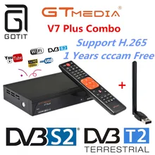 GT медиа V7 плюс спутниковый ресивер DVB-S2 DVB-T2 декодер 1080P Full HD powervu tv Receptor+ Европа Испания Польша CCcam-clines