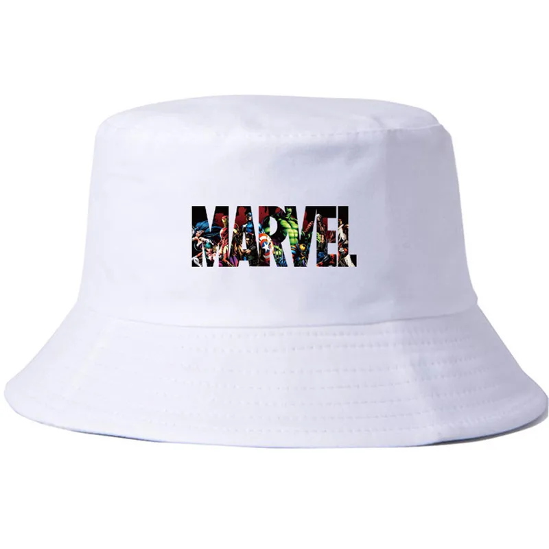 

Summer Marvel Sunshade Cap women men Panama bucket cap Print of the design flat visor fisherman hat wide-100% cotton brimmed hat