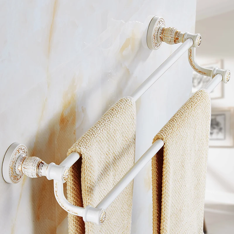 Винтажный дизайн, Белый/Античный двойной держатель для полотенец, Континентальный аксессуар для ванной комнаты, гигиенические товары, вешалка для полотенец, Полка для полотенец, SL-7809