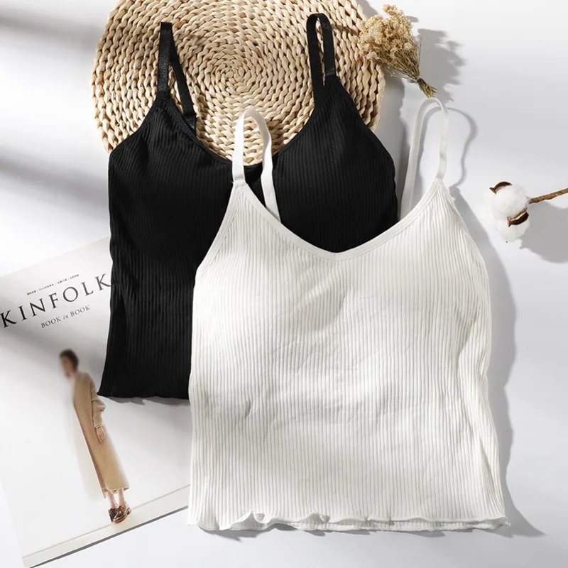 

Summer Slim Crop Tops Sexy Women Sleeveless Tank Tops Adjustable Padded Camisoles