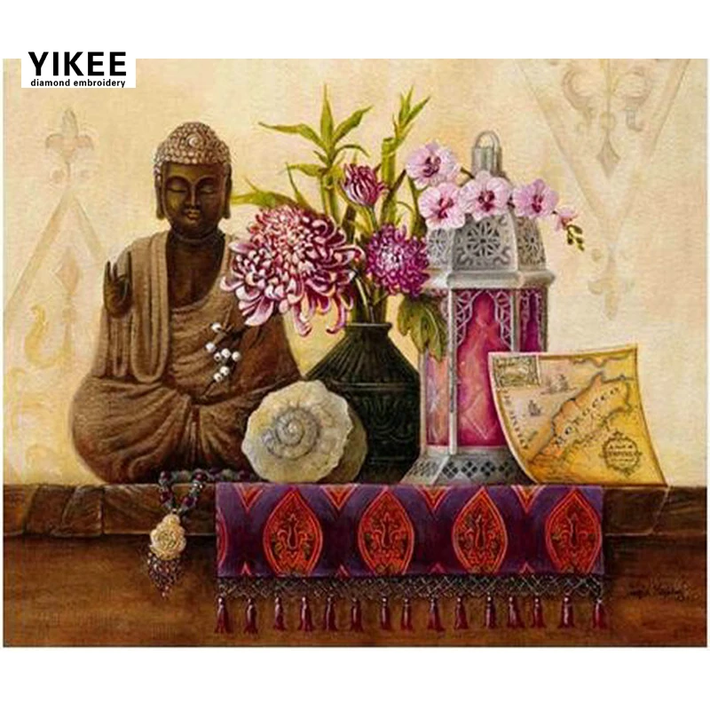 

YIKEE full diamond painting buddha Full Square Rhinestone Pasted Diamond Embroidery Pattern Gift a7022