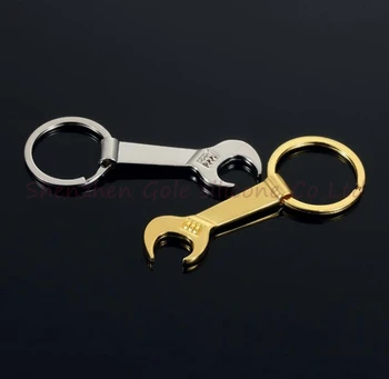 

8.5*3.2cm Tool Metal Wrench Spanner Lever Bottle Opener Key Chain Keyring Gift Silver Gold 2 Color 50pcs