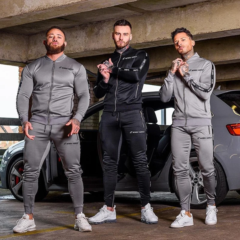Спортивная одежда для бега спортзала набор мужской спортивный костюм с длинным