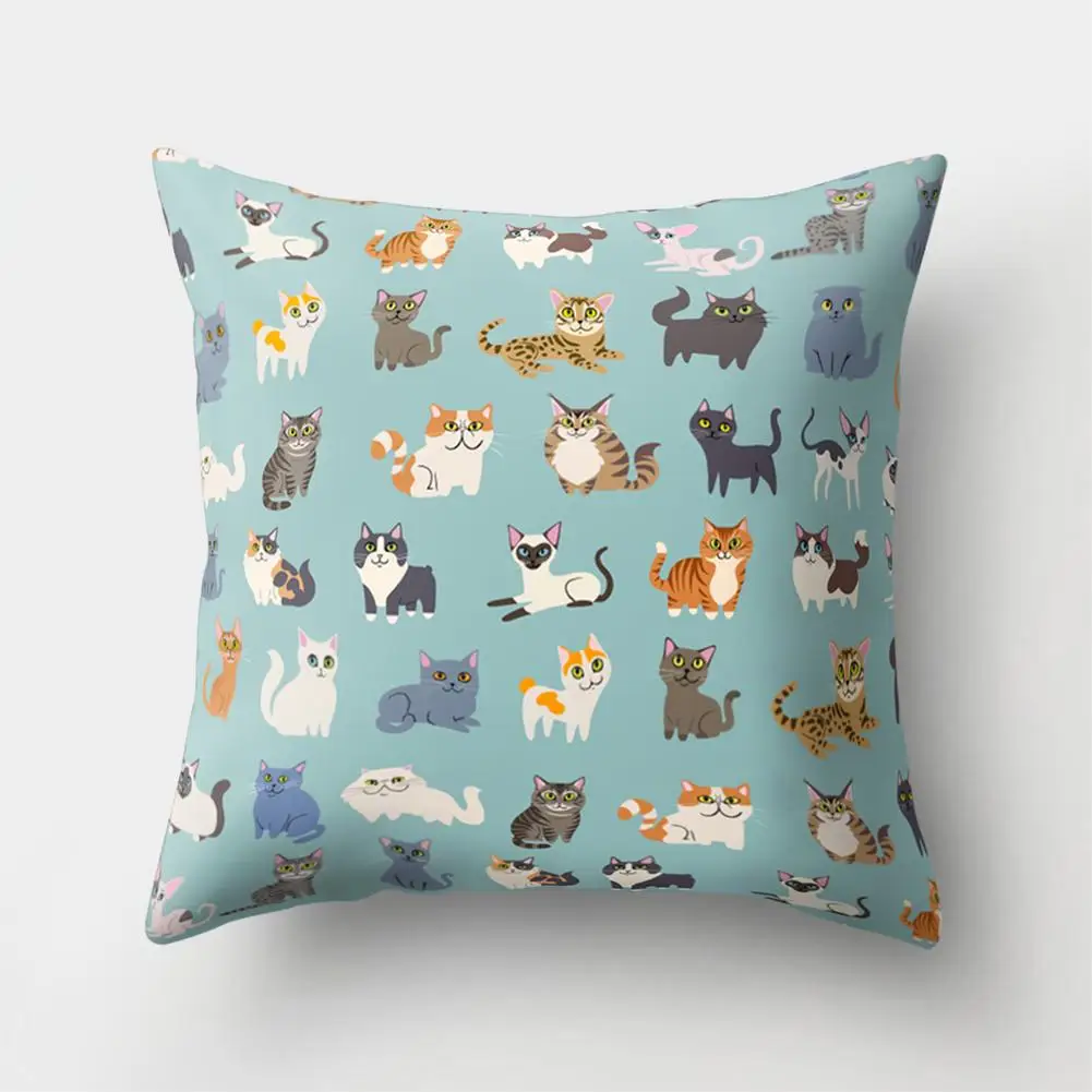 

45*45cm Cute Cartoon Cat Print Soft Throw Pillow Case Cushion Cover Office Decor
