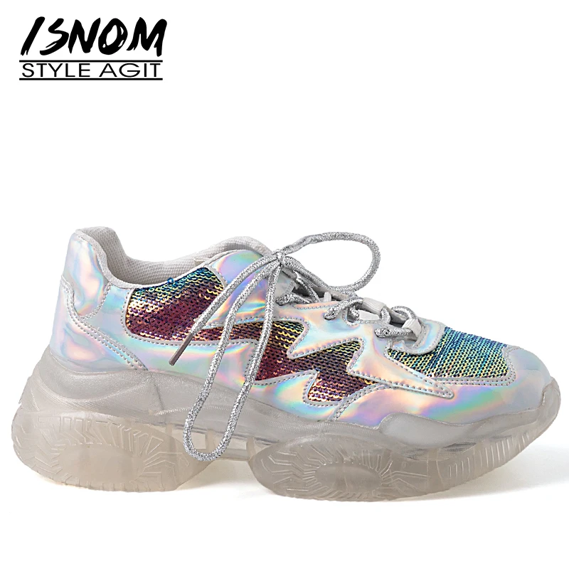 Rond Isnom Printemps Argent À Plate Femme Transparent Lacets I29WeEHDY