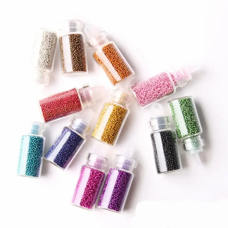 12pcs 3D Nail Art Decoration Mini Bottles Caviar Glitter Glass Manicure Beads Balls Decoration Manicure Tool Shellhard