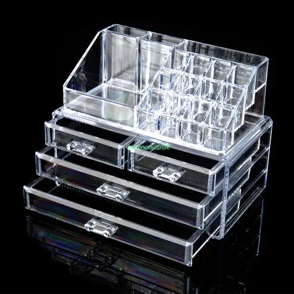 

4 Drawers Cosmetic Organizer Clear Acrylic Jewellery Box Makeup Storage Case EQC380 acrylic makeup organizer