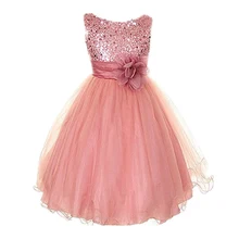 Kids Baby Girls Rose Flower Princess Party Wedding Bow Bowknot Tutu Sleeveless Dress O-Neck