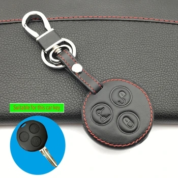 

High Quality Genuine Leather Car Keychain Key Fob Case Cover wallet For Mercedes-Benz Smart Fortwo Forfour Roadster 3 buttons