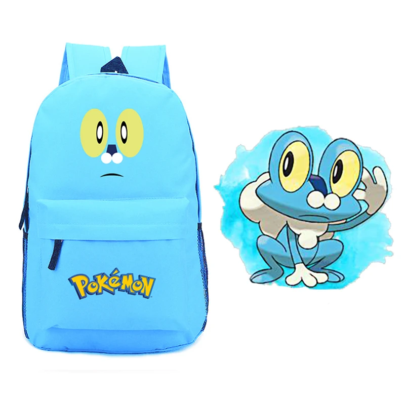 

Japanese Anime Pokemon Pocket Monster Kawaii Froakie Printing Backpacks for Teenage Girls Canvas Emoji School Bags for Teenagers