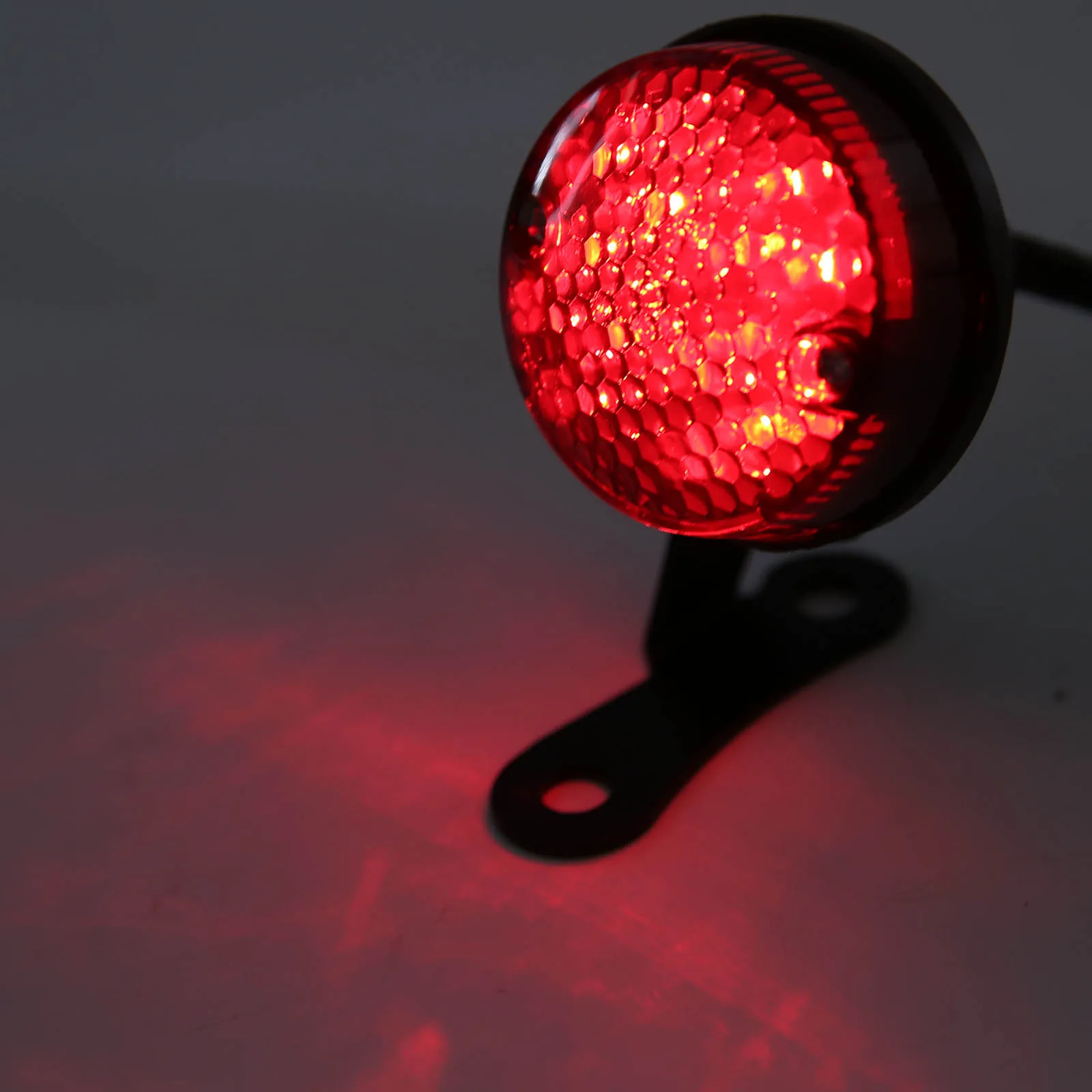 Red LED Motorcycle Universal Round Rear Tail Brake Light License Plate Lamp Black for Motorbike Chopper Dirt Bikes DC 12V