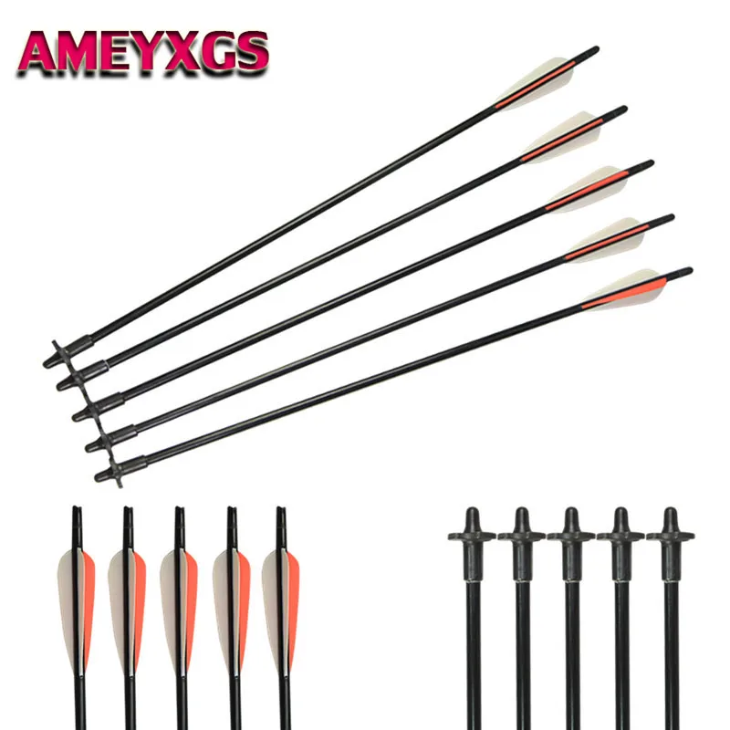 

6Pcs 60cm Crossbow Release Bolts Archery Safety Arrows 4" Rubber Feather OD 9mm Arrows For Crossbow Shooting Targets Accessories