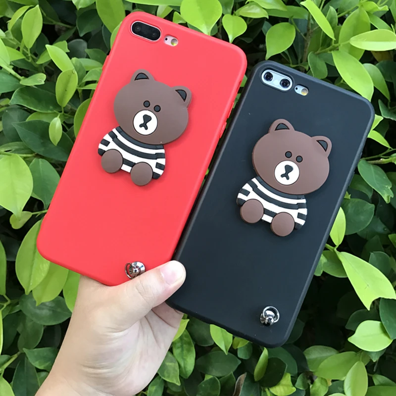 Aoweziic Cartoon Bear 7 8plus mobile phone shell For iphone X XS MAX XR silica gel full package anti fall 6S personality lanyard Aoweziic Cartoon Bear 7 8plus mobile phone shell For iphone X XS MAX XR silica gel full package anti fall 6S personality lanyard