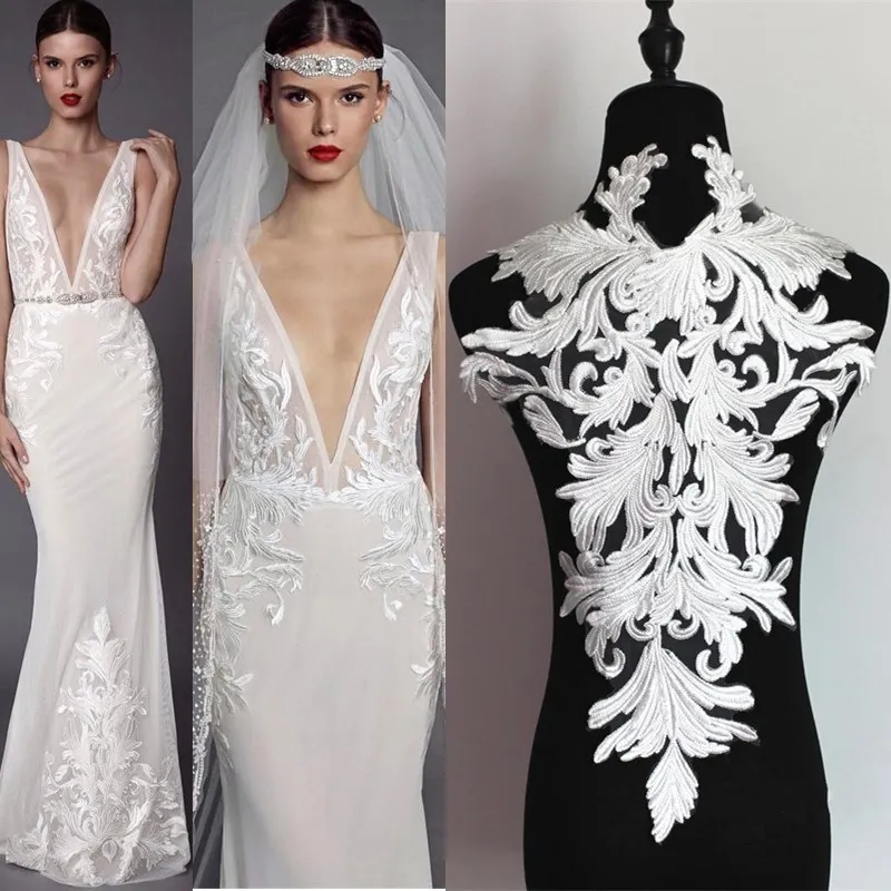 

French lace flowers white silky texture lace accessories handmade diy materials high-end wedding dress back large decorative dec