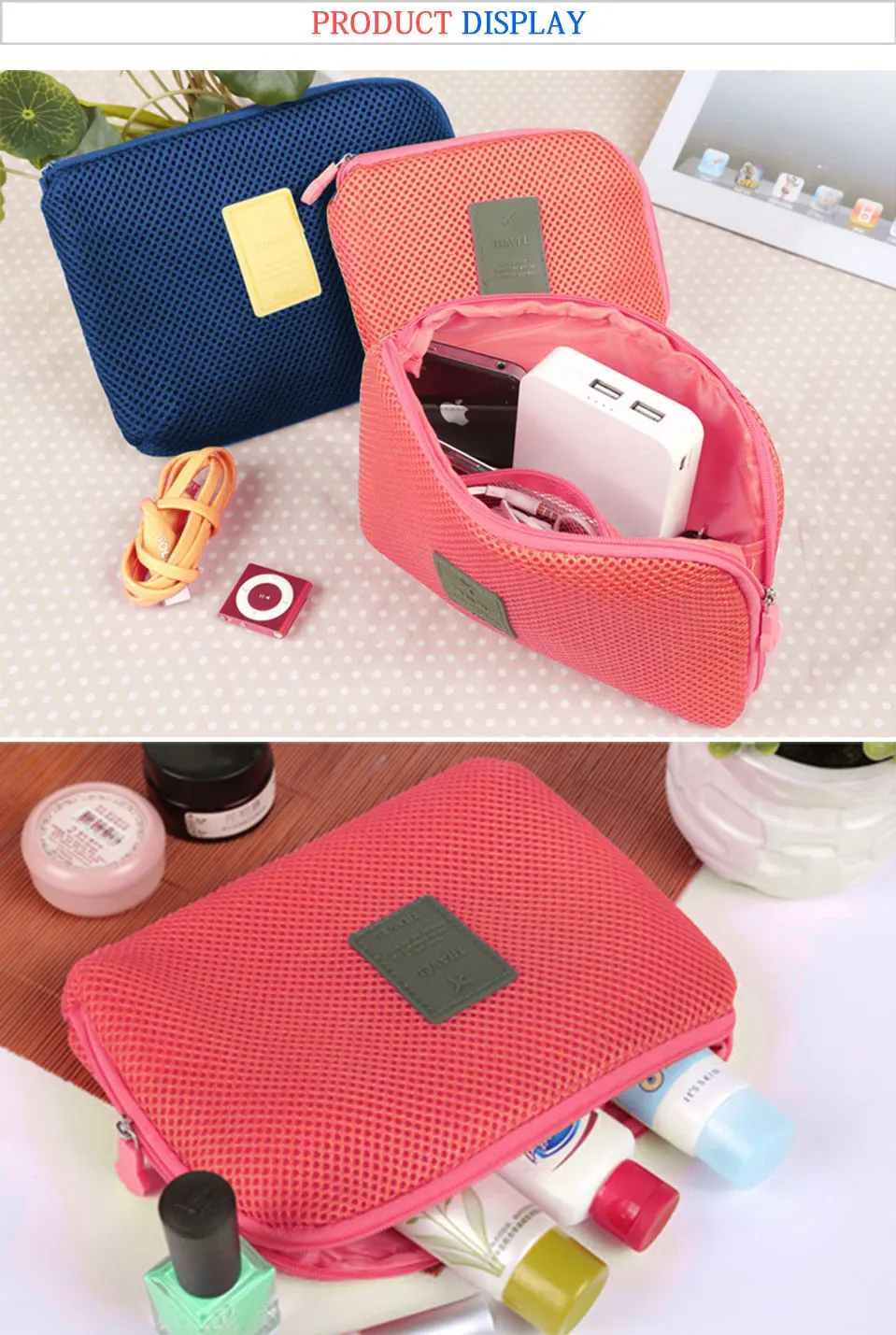 Nylon Storage Bags for Cosmetic Toiletries Home Travel Necessary  Makeup Organizer Bag Bath Wash Make Up Bag for Airplane (4)