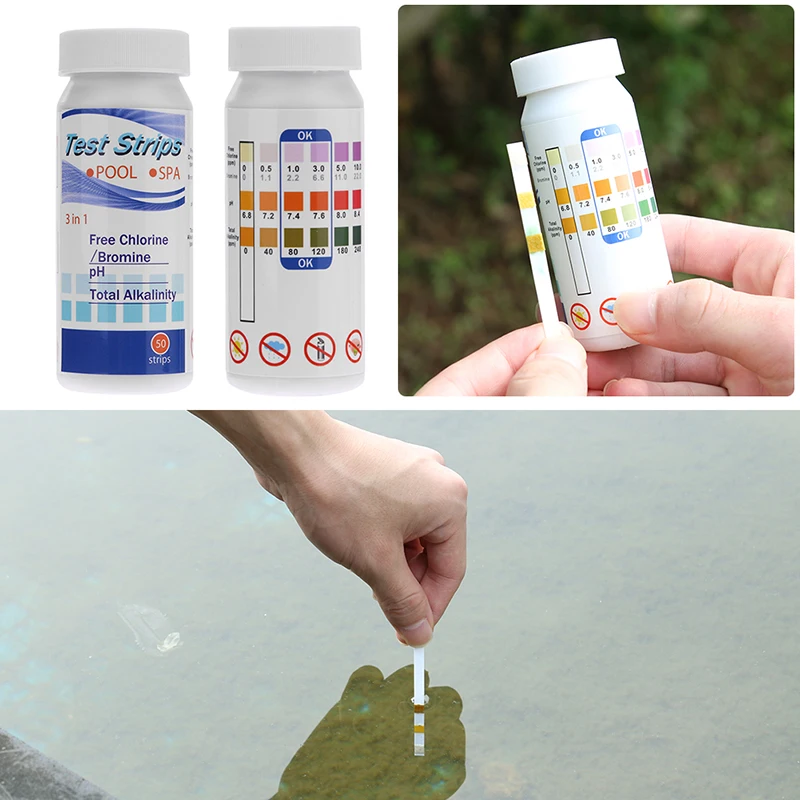 

PH Alkalinity Swimming Pool Test Strips Water Hardness Testing Kit Pro Tool Accessories 50pcs Set 6 in1 Chlorine