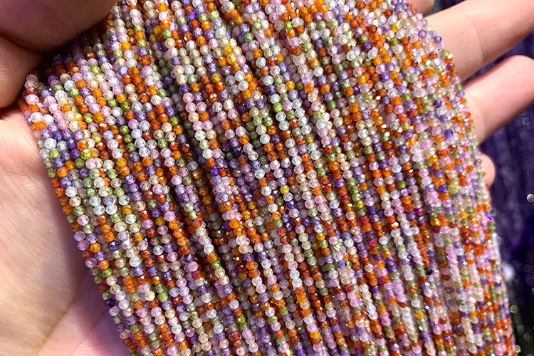 Wholesale AAA 2mm Natural Zircon Faceted Round Natural Stone Beads Beads For Jewelry Making DIY Bracelet necklace - Цвет: colorful