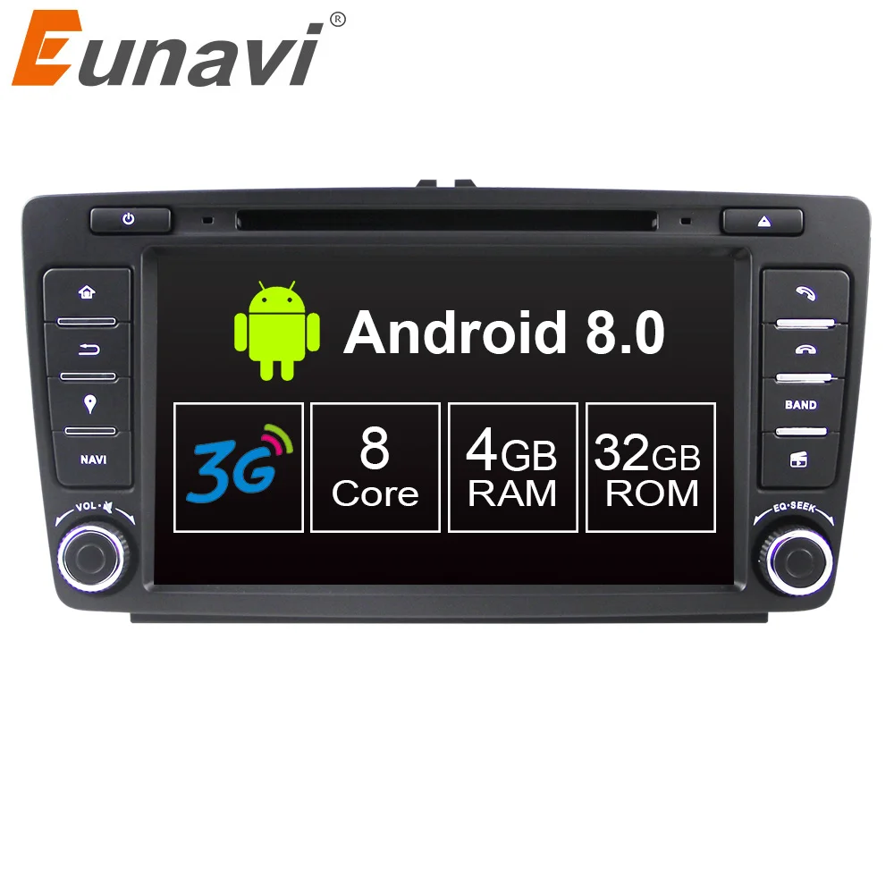

Eunavi 8'' 2 din Android 8.0 4G RAM Octa core Car DVD Player For Skoda Octavia 2014 2015 A7 GPS Navigation Radio RDS WIFI USB BT