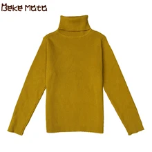 Детские свитера с высоким воротником для девочек; сезон осень-зима; Новинка года; повседневные однотонные вязаные детские свитера; хлопковый Детский свитер для мальчиков; 1-6Y