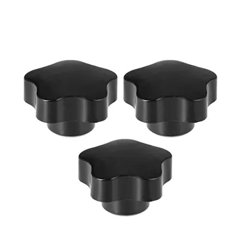 

Uxcell New High Quality 3pcs M6 M8 M10 M12 Black Grip Handle Brass Insert Clamping Knob Female Thread Star Knobs Manual Nuts