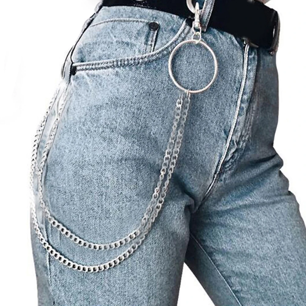1-3 слоя рок-панк крюк брюк брюки пояс Горячая Мода металлический кошелек Серебряная цепочка на джинсы украшения из сплава цепи