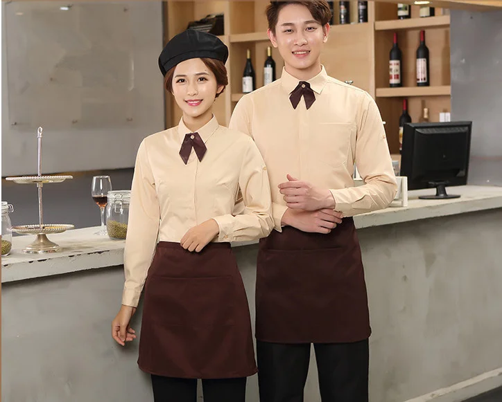The New Full Sets Restaurant Waiter Uniform Shirt+Apron Coffee Shop Waitress  Uniform Men Cook Clothing Hotel Bakery Work Wear|Chef Jackets| - AliExpress