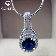 CC кулоны ожерелья для женщин синий круглый камень свадебные Bijoux Femme помолвки вечерние женские ювелирные изделия без цепи CCN143