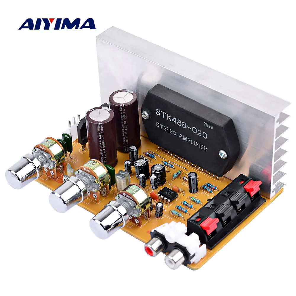

AIYIMA 2.0 STK488 HIFI Amplifier Board 50W*2 Audio Stereo Preamplifier for DIY Speaker AMP accessories Dual AC 15V-18V